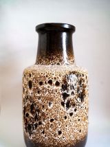 Vase West Germany vintage marron en céramique fat lava, 1950