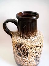 Vase West Germany vintage marron en céramique fat lava, 1950