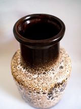 Vase West Germany vintage marron en céramique fat lava, 1950