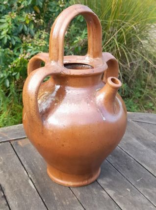 Gargoulette ancienne à 4 anses en grès vernissé, début XXème
