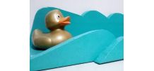 Étagère murale avec canard led et vagues en  bois bleu