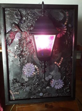 TABLEAU LUMINAIRE NOIR VIOLET PARIS