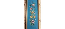Paire de cadres en broderie (décor floral) 
