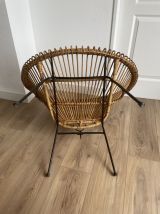 Fauteuil en rotin vintage années 60 par Janine Abraham 
