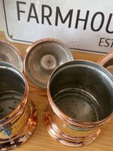 Ensemble de 5 pots à épices cuivre et 1 chaudron en cuivre
