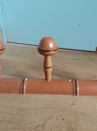 Porte manteau mural façon bambou à 3 patères champignon
