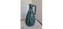 Vase pichet soliflore en céramique émaillée tons vert bleu