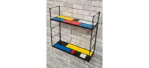 Etagere string style piet mondrian montants noir. 48x48x16. 