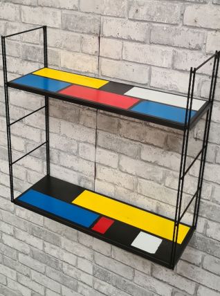 Etagere string style piet mondrian montants noir. 48x48x16. 
