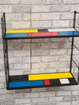 Etagere string style piet mondrian montants noir. 48x48x16. 