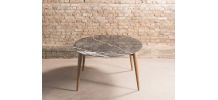 Table à manger sur-mesure en marbre noir Marquina, piétement