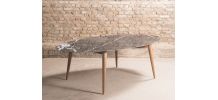 Table à manger sur-mesure en marbre noir Marquina, piétement
