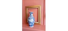 Grand vase blanc/bleu style Japonais