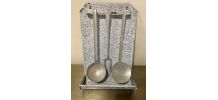 Porte ustensiles cuisine émaillé gris vintage 1950