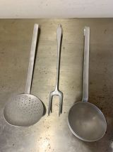 Porte ustensiles cuisine émaillé gris vintage 1950