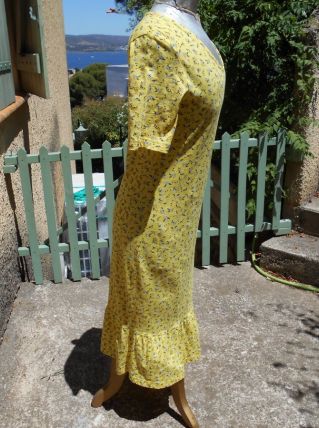 SOEUR ROBE MI LONGUE NEUF DEMARQUEE T 36-38 neuf jaune fleur