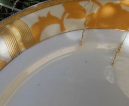 ASSIETTE ART DECO 1925-1930 JAUNE ET BLANC TRES BON ETAT 