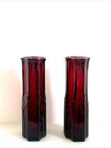  Paire de vases art déco rouge skyscraper