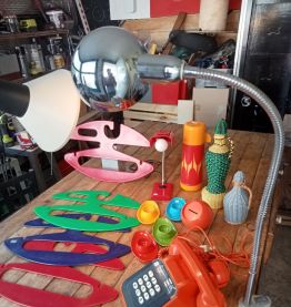 Lampe chromée articulée vintage d'architecte