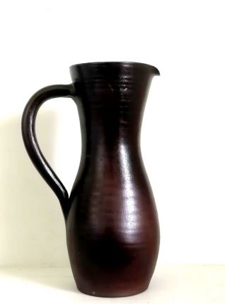  Pichet en grès foncé vintage 1970 