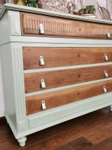 Commode vert et bois