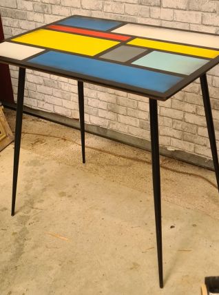  table  1960  a 70   style piet mondrian  pied fuseaux devis