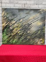 toile peinture abstraite de jules  fourdier  1978   vert ,ja