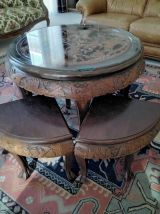 Table-ronde de salon plus tabourets vintage année 1960 plate