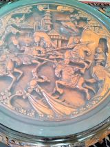 Table-ronde de salon plus tabourets vintage année 1960 plate