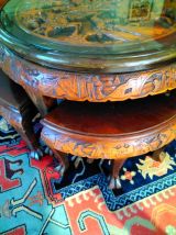 Table-ronde de salon plus tabourets vintage année 1960 plate