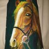 Tuile peinte tête de cheval