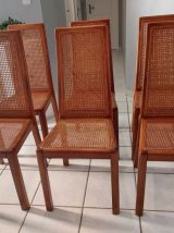Suite de 6 chaises cannage design italien vintage années 70