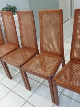 Suite de 6 chaises cannage design italien vintage années 70