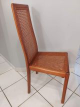 Suite de 6 chaises cannage design italien vintage années 70