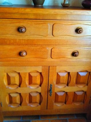 Meuble bas chêne 2portes 2tiroirs