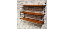 etagere  1950 scandinave  bois plaqage  chene  vernis ; h 63