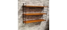 etagere  1950 scandinave  bois plaqage  chene  vernis ; h 63