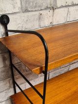etagere  1950 scandinave  bois plaqage  chene  vernis ; h 63