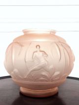 Vases boules art déco en verre rose 