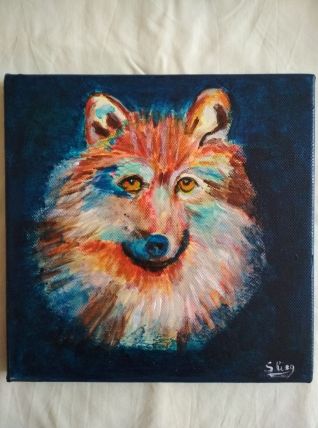 Loup au regard bleu (signé, 2021)
