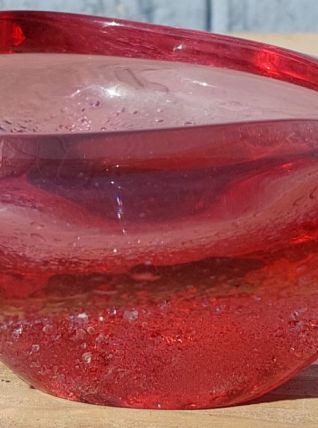 vide poche en verre soufflé rose