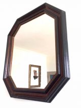 Miroir hexagonal en bois 1950 