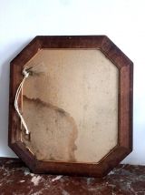 Miroir hexagonal en bois 1950 