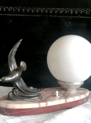 Lampe veilleuse art déco à l'oiseau 