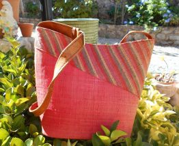 SAC A MAIN TISSU DE RAPHIA STYLE VANESSA BRUNO MULTICOLORE 