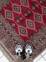 Tapis vintage Ouzbek Bukhara fait main, 1C896