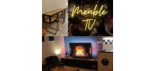 Meuble TV sur roulette / bois de récupération