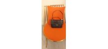 Beau sac en cuir LANCEL bleu marine 1950