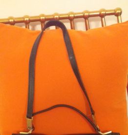 Beau sac en cuir LANCEL bleu marine 1950