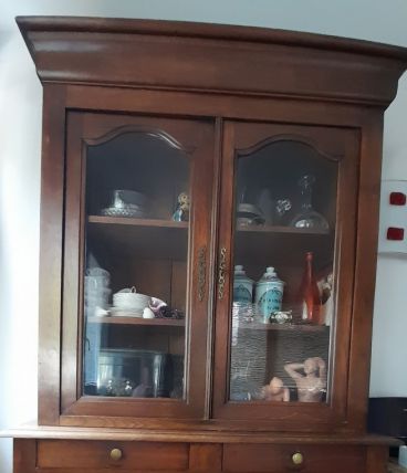 MEUBLE VITRINE ANCIEN CHENE MASSIF 